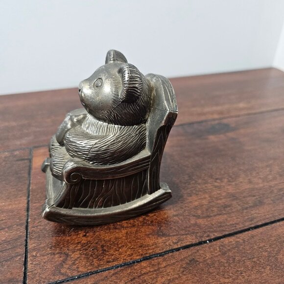 Elegance Silver Plated Bear Coin Bank Decorative Collectible - Picture 3 of 5